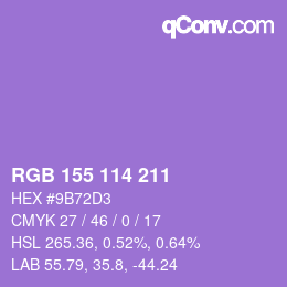 颜色代码: RGB 155 114 211 | qconv.com