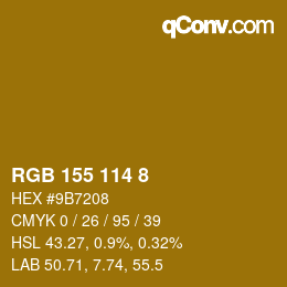 Color code: RGB 155 114 8 | qconv.com