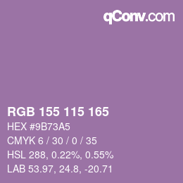 颜色代码: RGB 155 115 165 | qconv.com