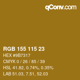 Color code: RGB 155 115 23 | qconv.com