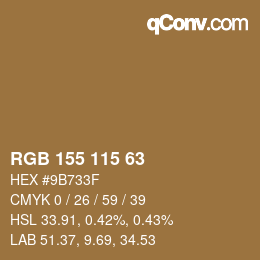 Color code: RGB 155 115 63 | qconv.com