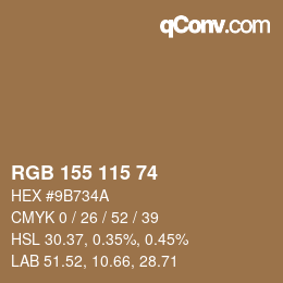 颜色代码: RGB 155 115 74 | qconv.com