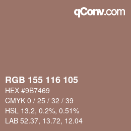 Color code: RGB 155 116 105 | qconv.com