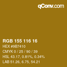 Color code: RGB 155 116 16 | qconv.com