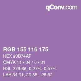 颜色代码: RGB 155 116 175 | qconv.com