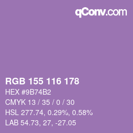 カラーコード: RGB 155 116 178 | qconv.com