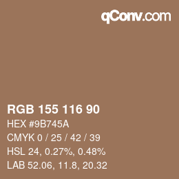 カラーコード: RGB 155 116 90 | qconv.com