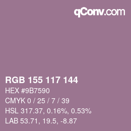 颜色代码: RGB 155 117 144 | qconv.com