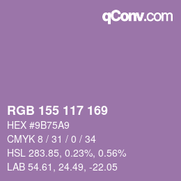 颜色代码: RGB 155 117 169 | qconv.com