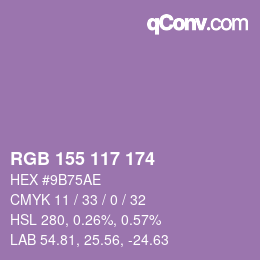 颜色代码: RGB 155 117 174 | qconv.com