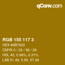 颜色代码: RGB 155 117 3 | qconv.com
