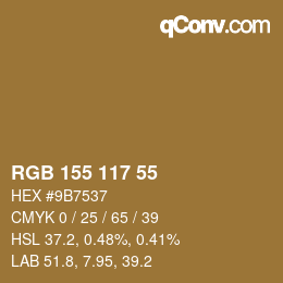 Código de color: RGB 155 117 55 | qconv.com