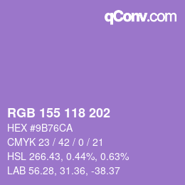 カラーコード: RGB 155 118 202 | qconv.com