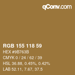 颜色代码: RGB 155 118 59 | qconv.com