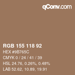 カラーコード: RGB 155 118 92 | qconv.com