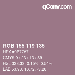 颜色代码: RGB 155 119 135 | qconv.com