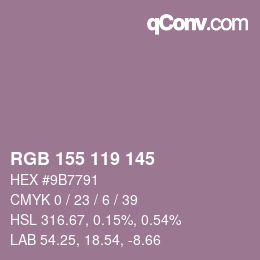 颜色代码: RGB 155 119 145 | qconv.com