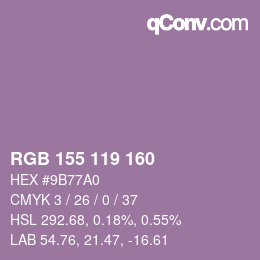 カラーコード: RGB 155 119 160 | qconv.com