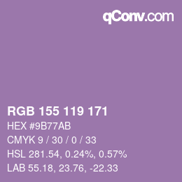 カラーコード: RGB 155 119 171 | qconv.com
