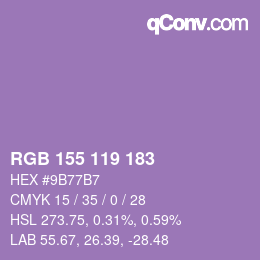 Color code: RGB 155 119 183 | qconv.com