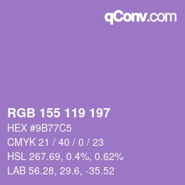 颜色代码: RGB 155 119 197 | qconv.com