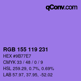 カラーコード: RGB 155 119 231 | qconv.com