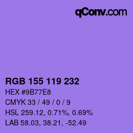 カラーコード: RGB 155 119 232 | qconv.com