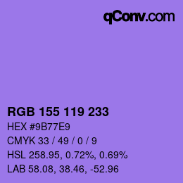 Color code: RGB 155 119 233 | qconv.com