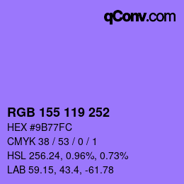 カラーコード: RGB 155 119 252 | qconv.com