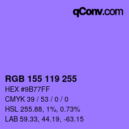 Color code: RGB 155 119 255 | qconv.com
