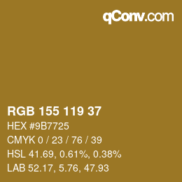 Color code: RGB 155 119 37 | qconv.com