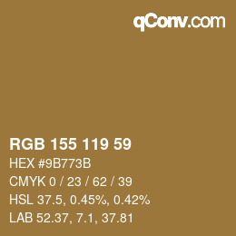 颜色代码: RGB 155 119 59 | qconv.com