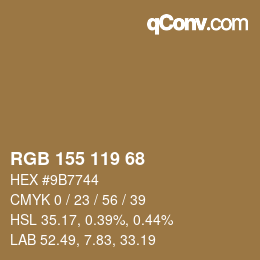 カラーコード: RGB 155 119 68 | qconv.com