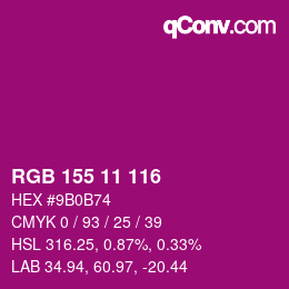 Color code: RGB 155 11 116 | qconv.com