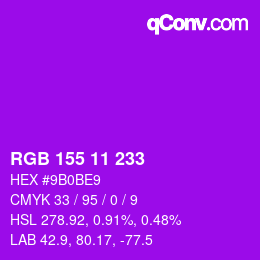 Color code: RGB 155 11 233 | qconv.com