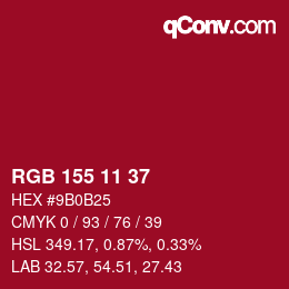 カラーコード: RGB 155 11 37 | qconv.com