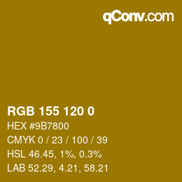 Color code: RGB 155 120 0 | qconv.com