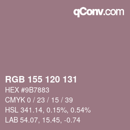 颜色代码: RGB 155 120 131 | qconv.com