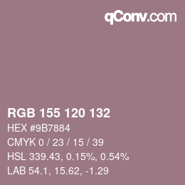 颜色代码: RGB 155 120 132 | qconv.com