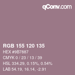 カラーコード: RGB 155 120 135 | qconv.com