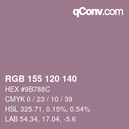 颜色代码: RGB 155 120 140 | qconv.com