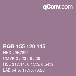 カラーコード: RGB 155 120 145 | qconv.com