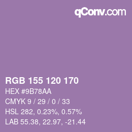 カラーコード: RGB 155 120 170 | qconv.com