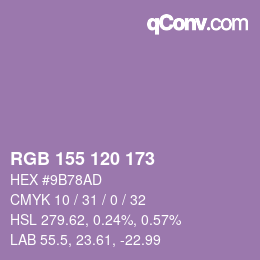 Color code: RGB 155 120 173 | qconv.com