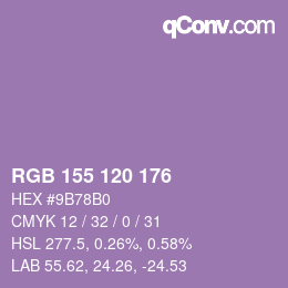 Color code: RGB 155 120 176 | qconv.com
