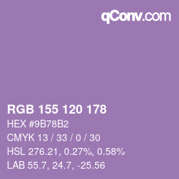 カラーコード: RGB 155 120 178 | qconv.com