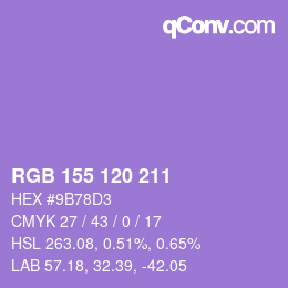 カラーコード: RGB 155 120 211 | qconv.com