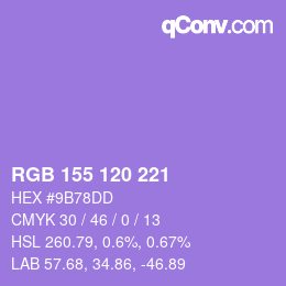 颜色代码: RGB 155 120 221 | qconv.com