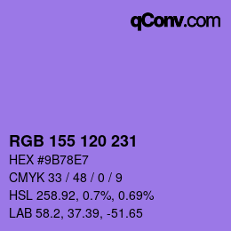 Color code: RGB 155 120 231 | qconv.com