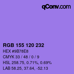 Color code: RGB 155 120 232 | qconv.com